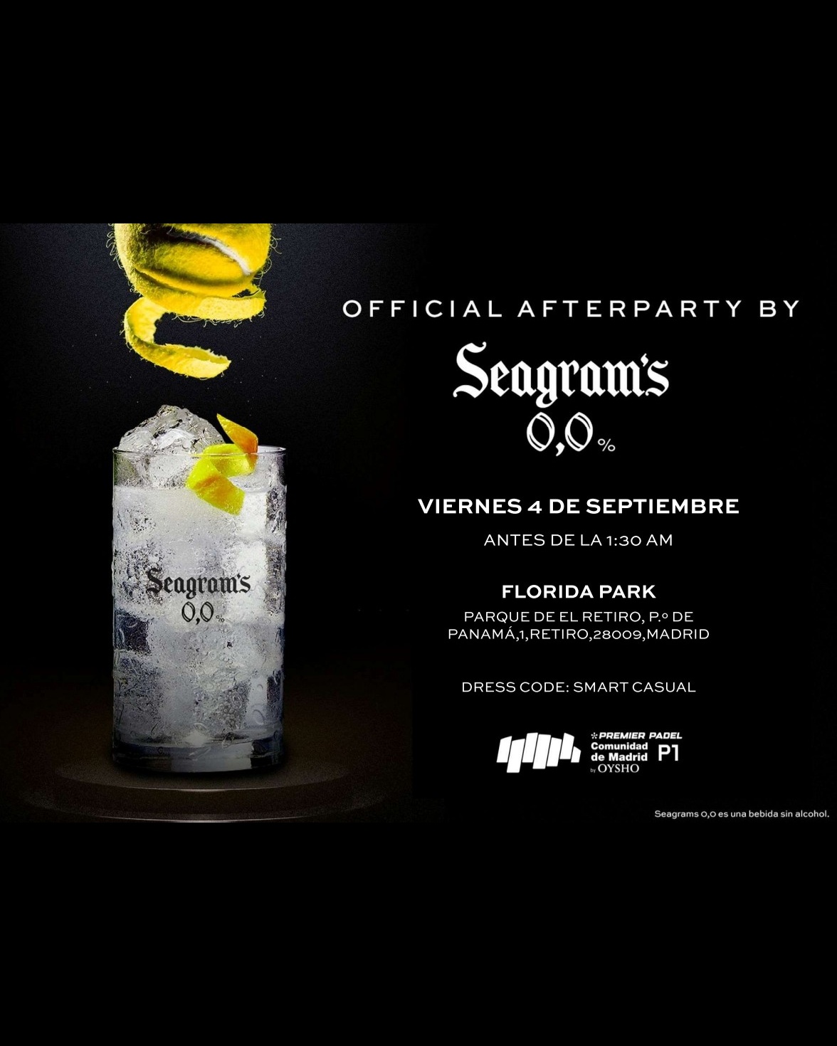 Fiesta Oficial Seagrams 0,0 Premier Padel Comunidad de Madrid by Oysho